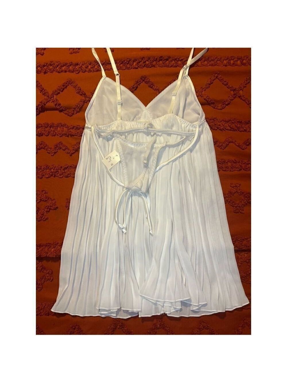 White mini spaghetti straps, panty, brand, new with tags, sexy Teddy nightie. Sz - Picture 12 of 16